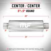 Universal Muffler/Silencer 3" C/C Round 5" x 14" | Magnaflow #14867